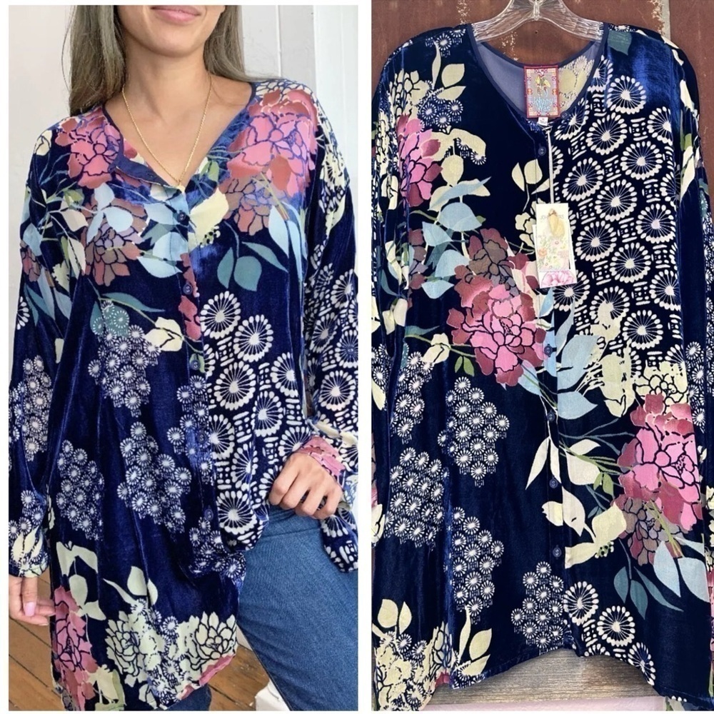 Johnny Was Sierra Burnout Velvet Tunic NWT (oversized)